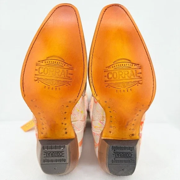 Corral Neon Multi Color Overlay Embroidery Studs Western Boots Size 7.5 NWOB - Picture 4 of 16